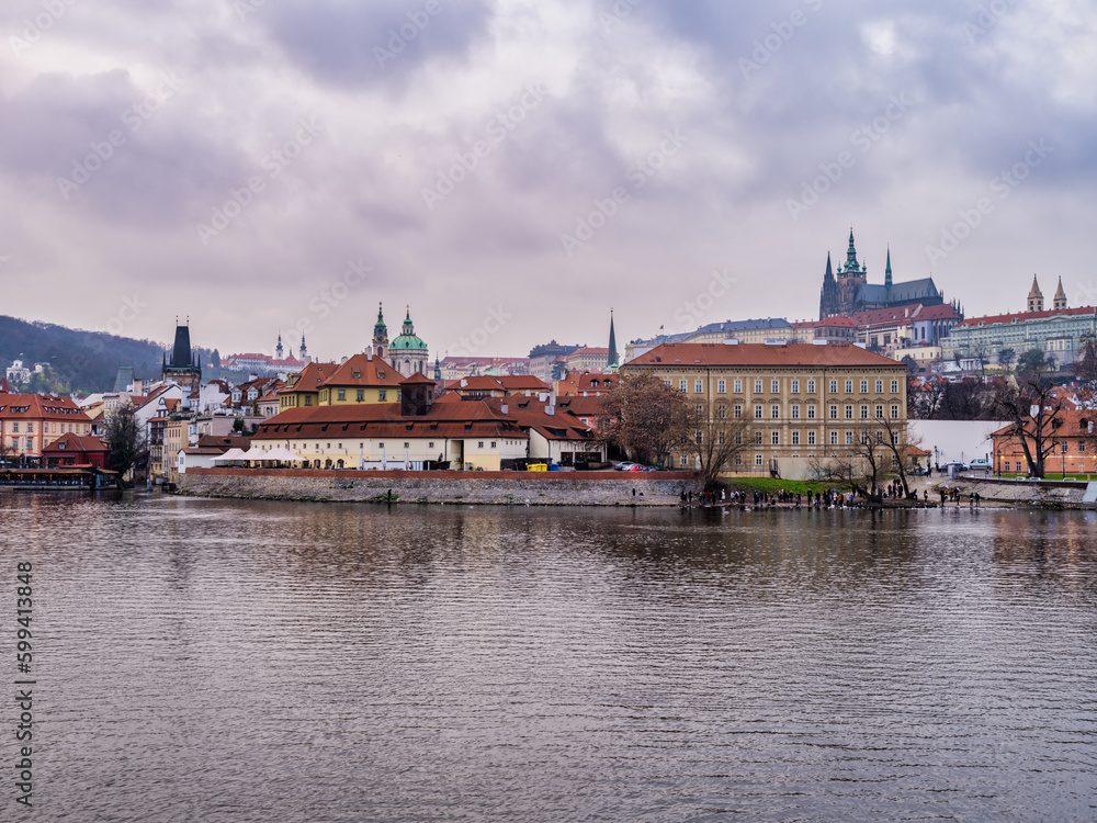 Mala Strana, Lesser Town and the catle on Vltava river, Prague, Czech Republic