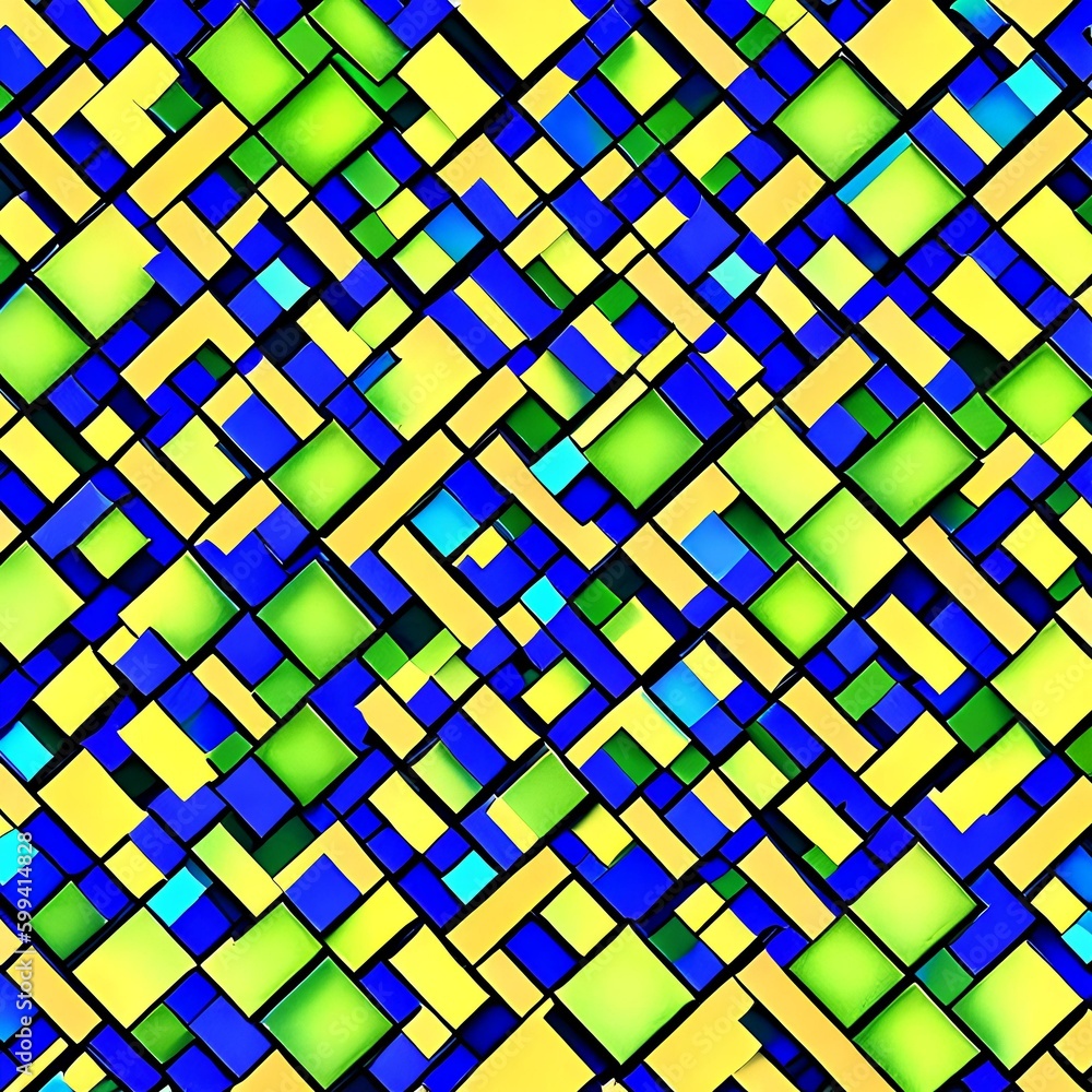 A kaleidoscopic pattern of overlapping rectangles in shades of blue and green2, Generative AI A kaleidoscopic pattern of overlapping rectangles in shades of blue and green2, Generative AI