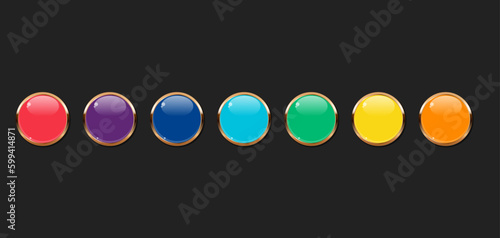Collection of colorful golden buttons
