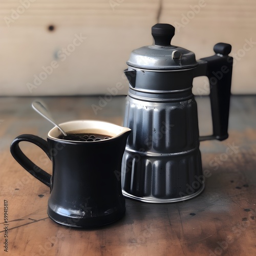 dark grey coffee maker and dark black cup