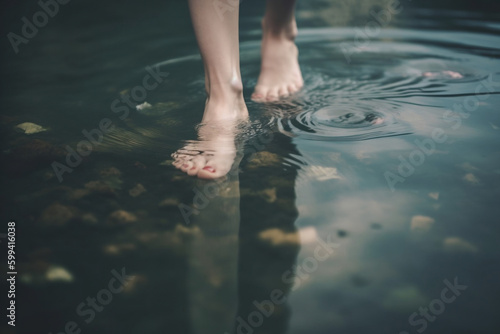 Woman s feet in water AI-generated art  Generative AI  illustration