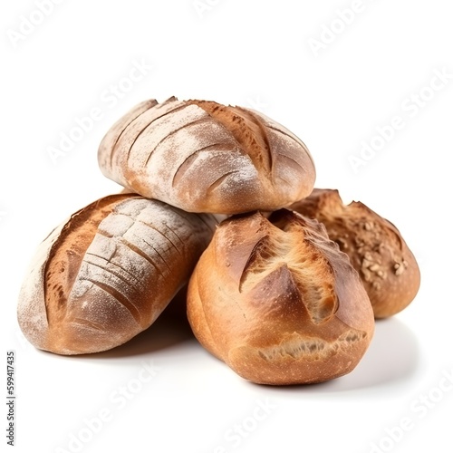 a few loafs of bread isolated on white