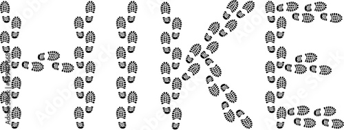 word "hike" in shape footprints
