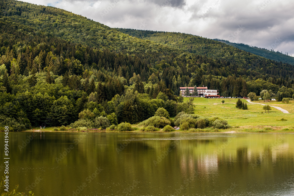 Krpáčovo Lake with Beautiful Forest Reflections Krpáčovo Lake with Beautiful Forest Reflections
