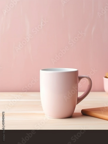 Coffee cup designer mockup with pink background © Regina