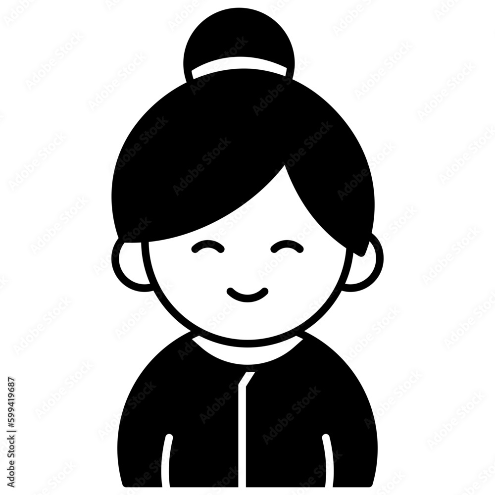 chinese girl. illustration of a woman person. silhouette of a child chinese girl. illustration of a woman person. silhouette of a child