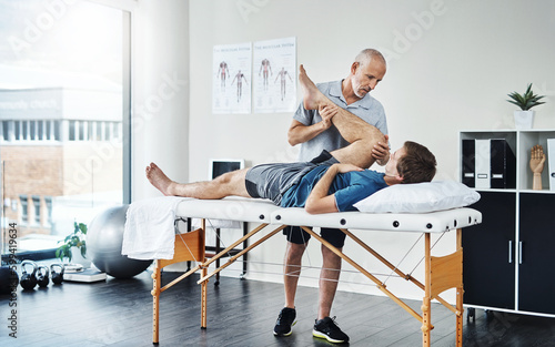 Your joints need a bit of loosening. a physiotherapist treating a patient.