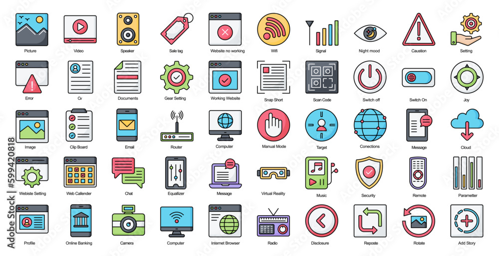User Interface Color Line Iconset UI Internet Web Filled Outline Icon Bundle User Interface Color Line Iconset UI Internet Web Filled Outline Icon Bundle