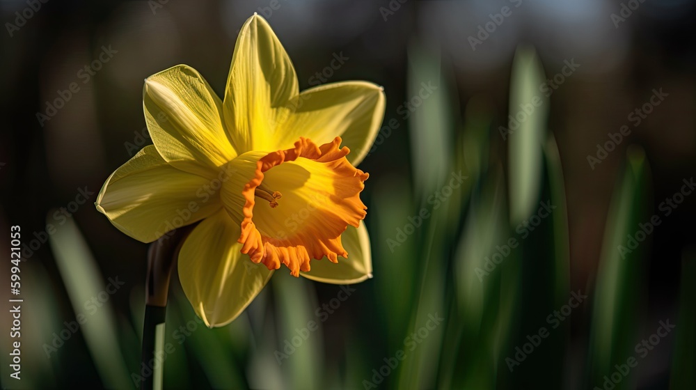 Obraz premium a close of of a flower and leaves at the background. generative ai