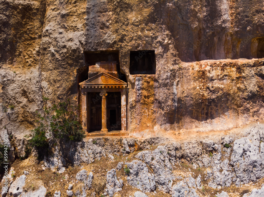 Rock tombs in ancient city of Kyaneai. Demre. Turkey
