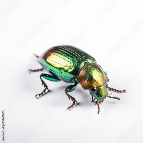 Green june beetle bug insect grub coleopteran fly entomology animal white background. generative ai © Neo