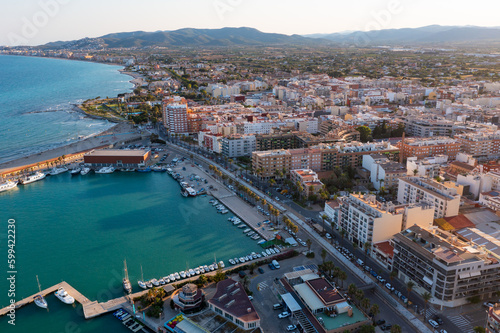 Aerial photo of Benicarlo, seaside town in Spanish on Mediterranean coast photo