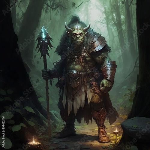 A shaman troll fantasy character design, Generative AI