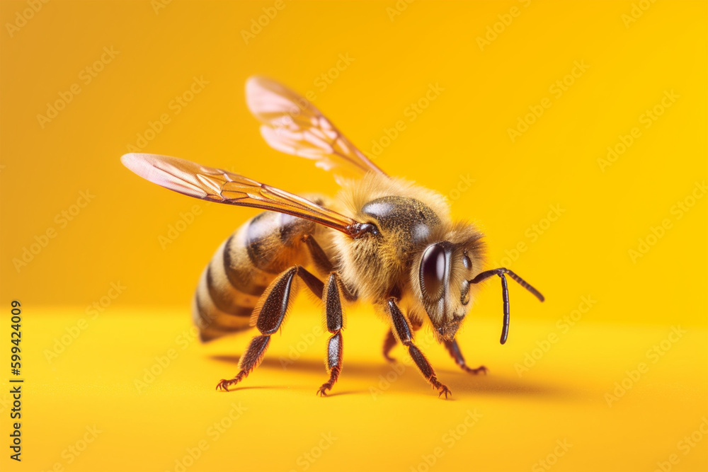 bee on a flower made with generative ai - obrazy, fototapety, plakaty 