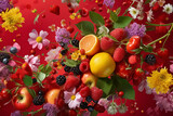 Burst of Flavor with Various Fresh Berries and Flowers. generative ai
