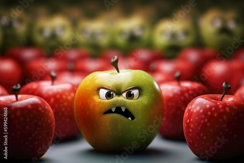 One bad apple in a group of good apples spoiled apple concept, Generative AI