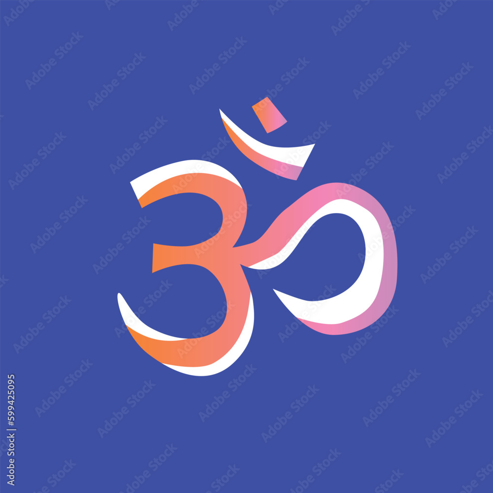 Obraz premium Om on the background of a lotus. Yoga icons. Relaxing environment. Cartoon flat style. Concept of meditation. Healthy lifestyle. Instagram Highlights covers.