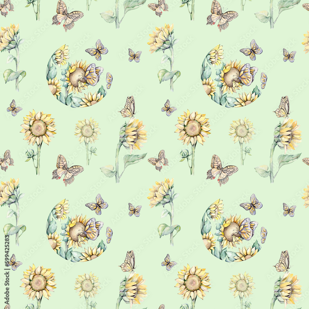 Watercolor sunflower pattern 2 Watercolor sunflower pattern 2