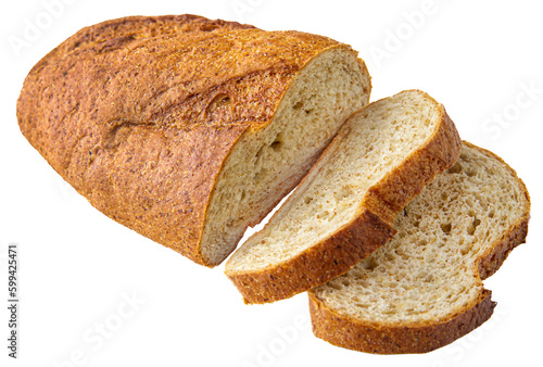 Obraz na plátne loaf of white wheat bread sliced on white background