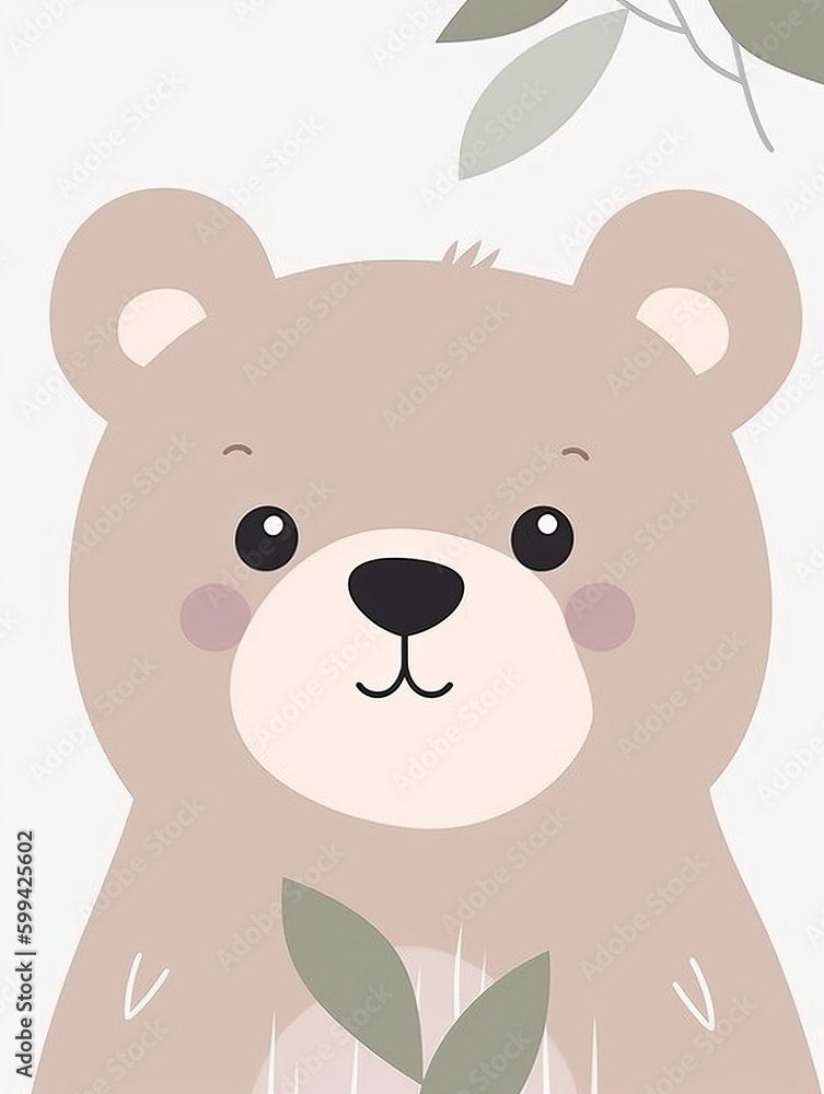Bear Nursery Room Wall Decor Gender Neutral Cute Cartoon Watercolor Illustration Painting Decoration Bear Nursery Room Wall Decor Gender Neutral Cute Cartoon Watercolor Illustration Painting Decoration