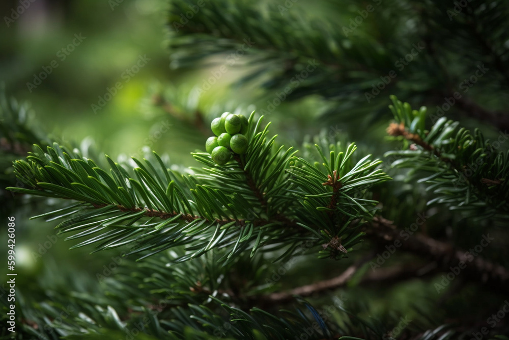 christmas tree, green fir branches. Generative AI christmas tree, green fir branches. Generative AI