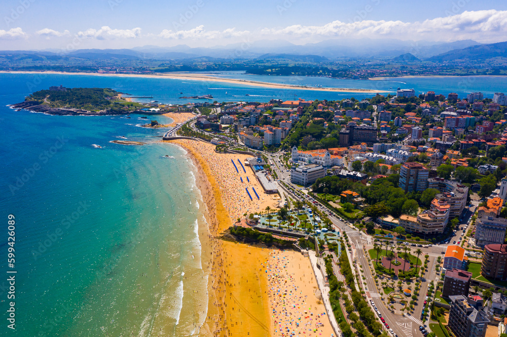 Panoramic aerial view of sea shore of Santander, Cantabria, Spain