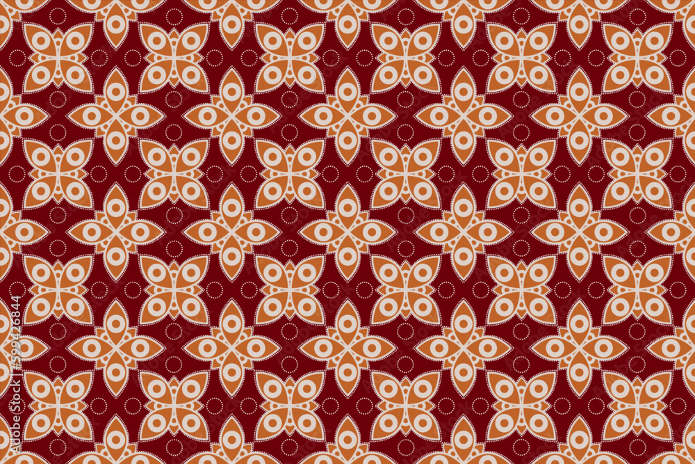 Vector vintage traditional batik seamless pattern. Indonesian batik with the Batik Kawung motif.