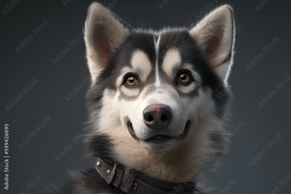 Portrait of a beautiful dog breed husky close-up. AI generated, human enhanced Portrait of a beautiful dog breed husky close-up. AI generated, human enhanced
