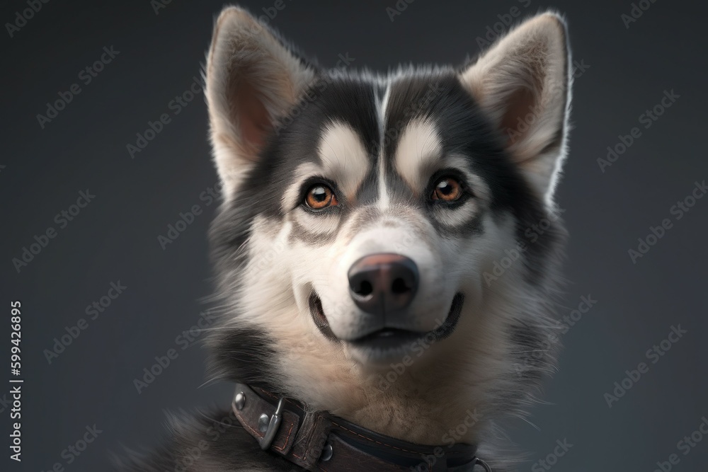 Portrait of a beautiful dog breed husky close-up. AI generated, human enhanced