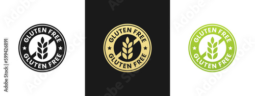 Best gluten free label or gluten free stamp vector isolated in flat style. Gluten free label vector for product packaging design element. Simple gluten free stamp for packaging design element.