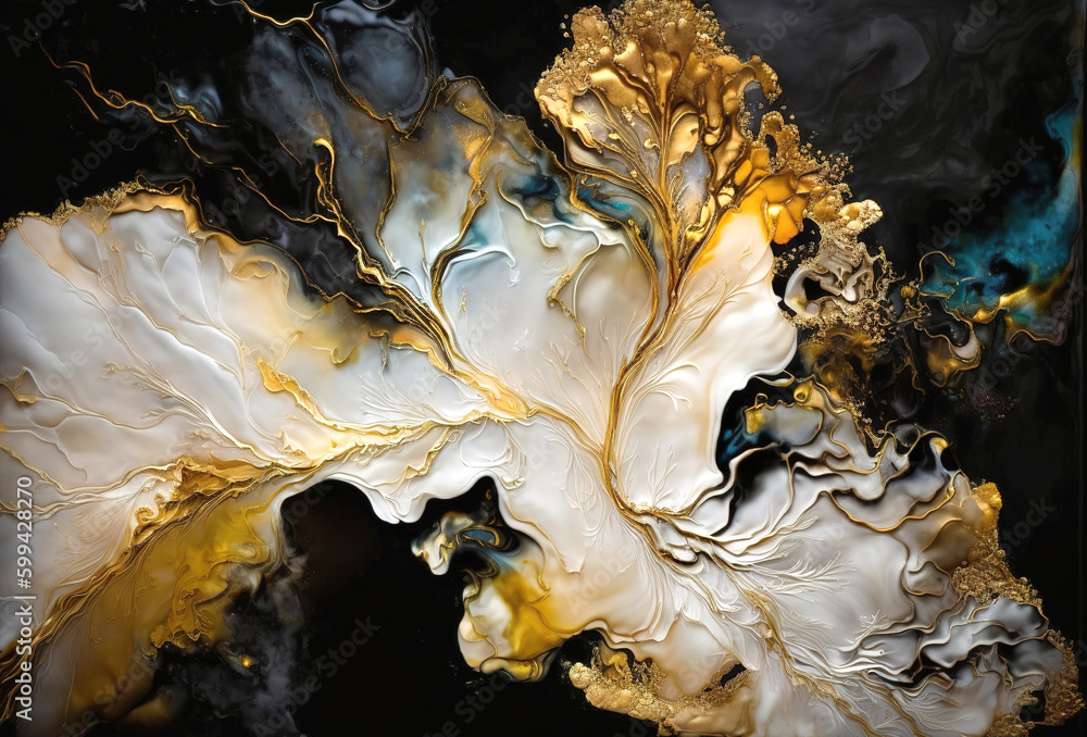 Luxury abstract fluid art painting in alcohol ink technique with Generative AI