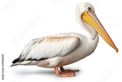 pelican on white background photo