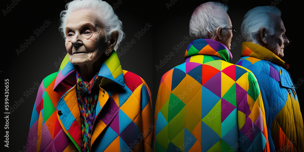Fototapeta premium Alte Menschen mit ausgefallener edlen und schöner Kleidung Nahaufnahme, ai generativ
