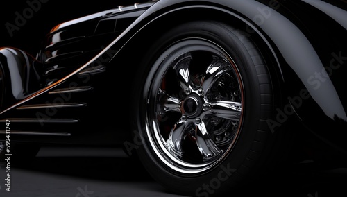 Backside view of black car's wheel