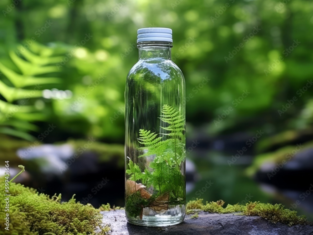 A reusable water bottle in natura background A reusable water bottle in natura background
