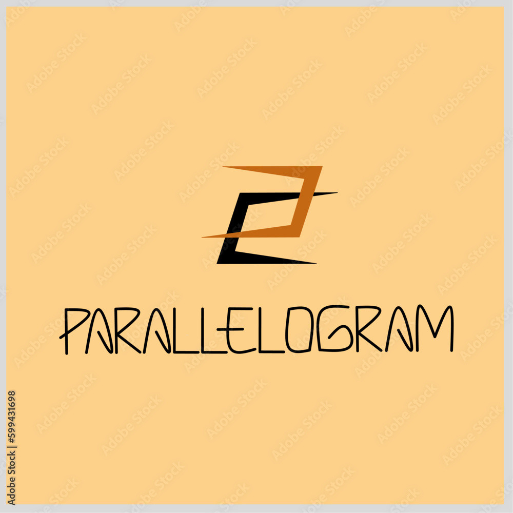 Parallelogram logo black and orange color conception with text. Vector ...