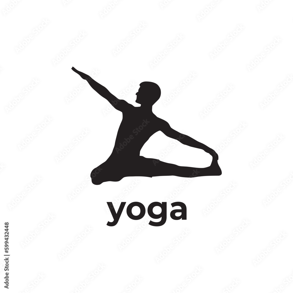 simple black yoga silhouette vector design