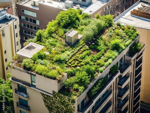 A rooftop garden or green roof