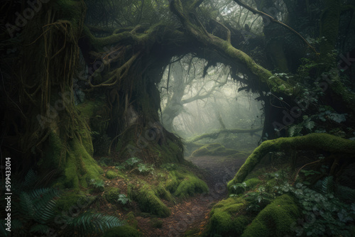 The Secret Woodland mysterious and misty forest with a hidden grove of ancient trees, each with their own unique character and story to tell, if only you listen closely enough, generative ai