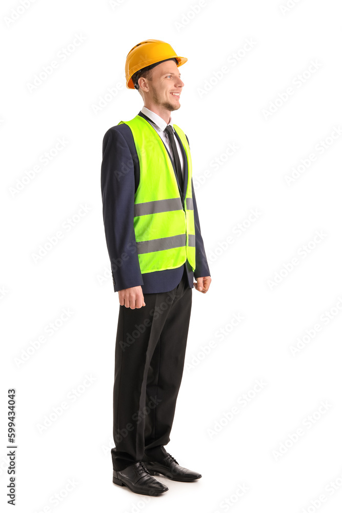 Male architect in vest on white background Male architect in vest on white background