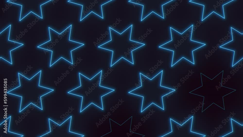 Blue neon stars pattern on black gradient, motion abstract futuristic, cyber, club and music style background Blue neon stars pattern on black gradient, motion abstract futuristic, cyber, club and music style background