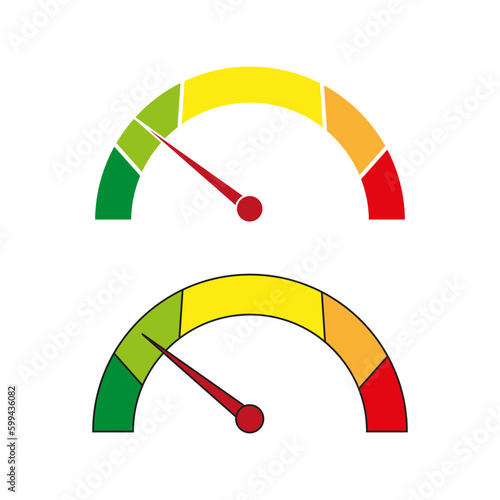 Flat speedometers. High speed. Vector illustration.