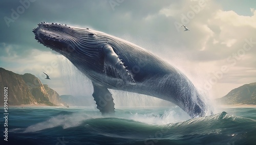 Majestic whale jumps, sea's stunning display © Abdul