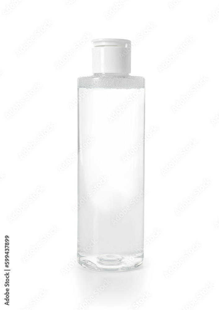 Bottle of micellar water on white background Bottle of micellar water on white background