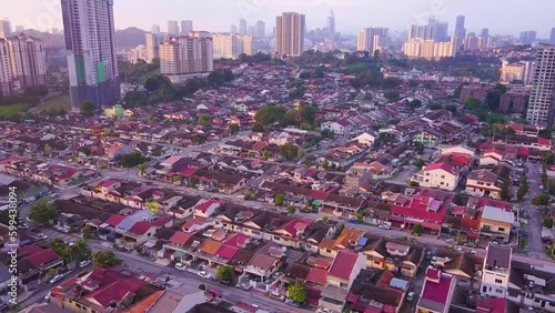 Zoom in aerial shot of Kuchai Lama district, a district with mostly Malaysian-Chinese residents, Kuala Lumpur, Malaysia photo