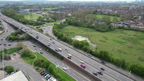 North circular road A406 London UK East Ham drone aerial view photo