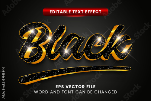 luxury black glittery 3d vector text effect