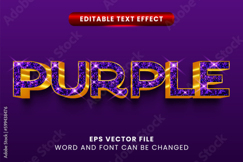 3d luxury glittery purple vector text effect