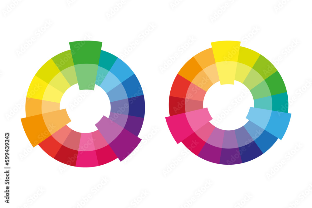 Obraz premium Complementary color wheel flat vector icon for apps and websites. Vector illustration.
