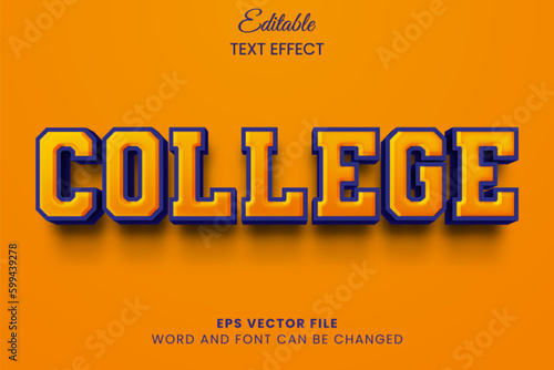 Retro orange college editable vector text effect